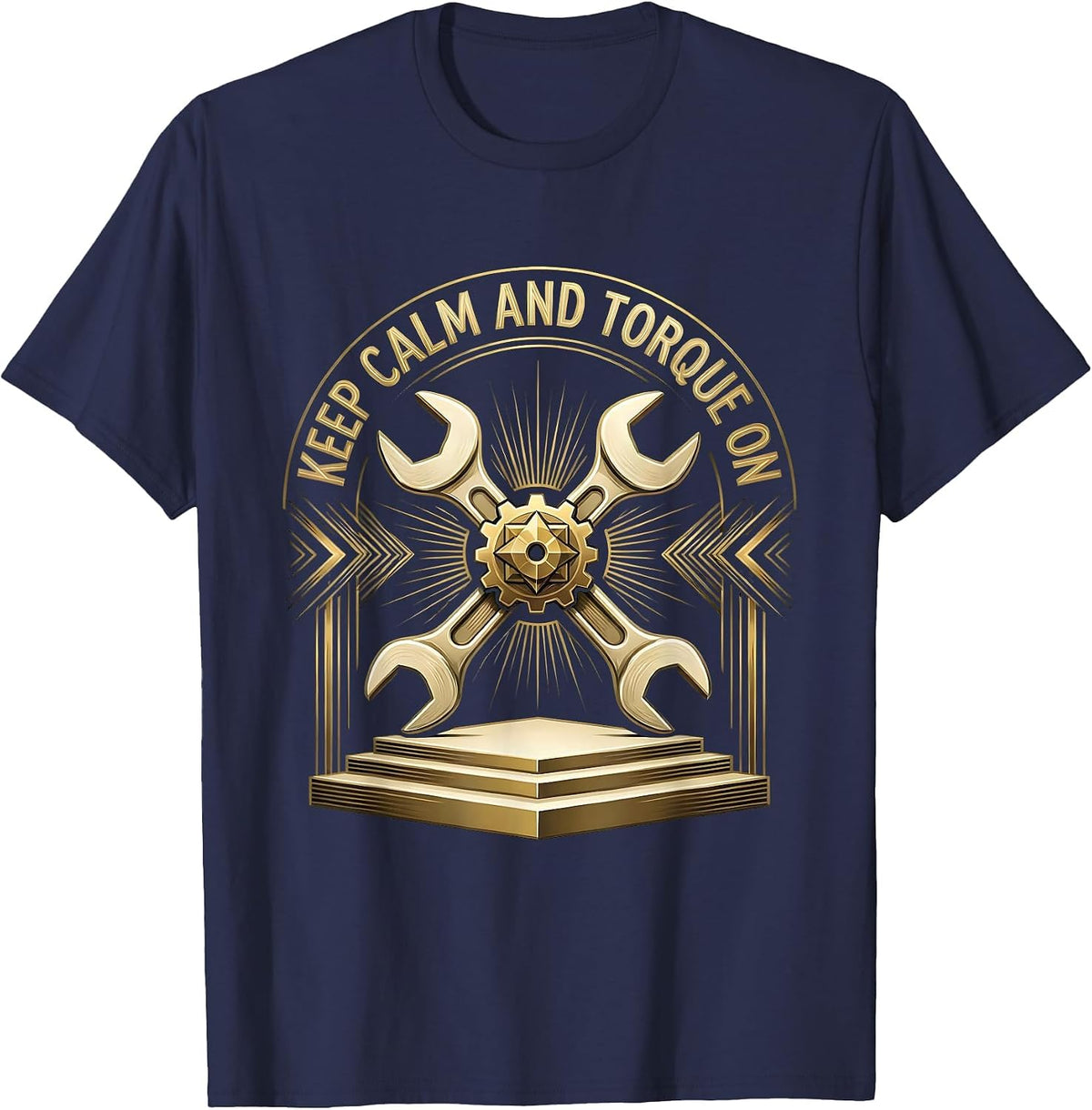 Men's Keep Calm and Torque On Mechanic Design T-Shirt - Navy Blue