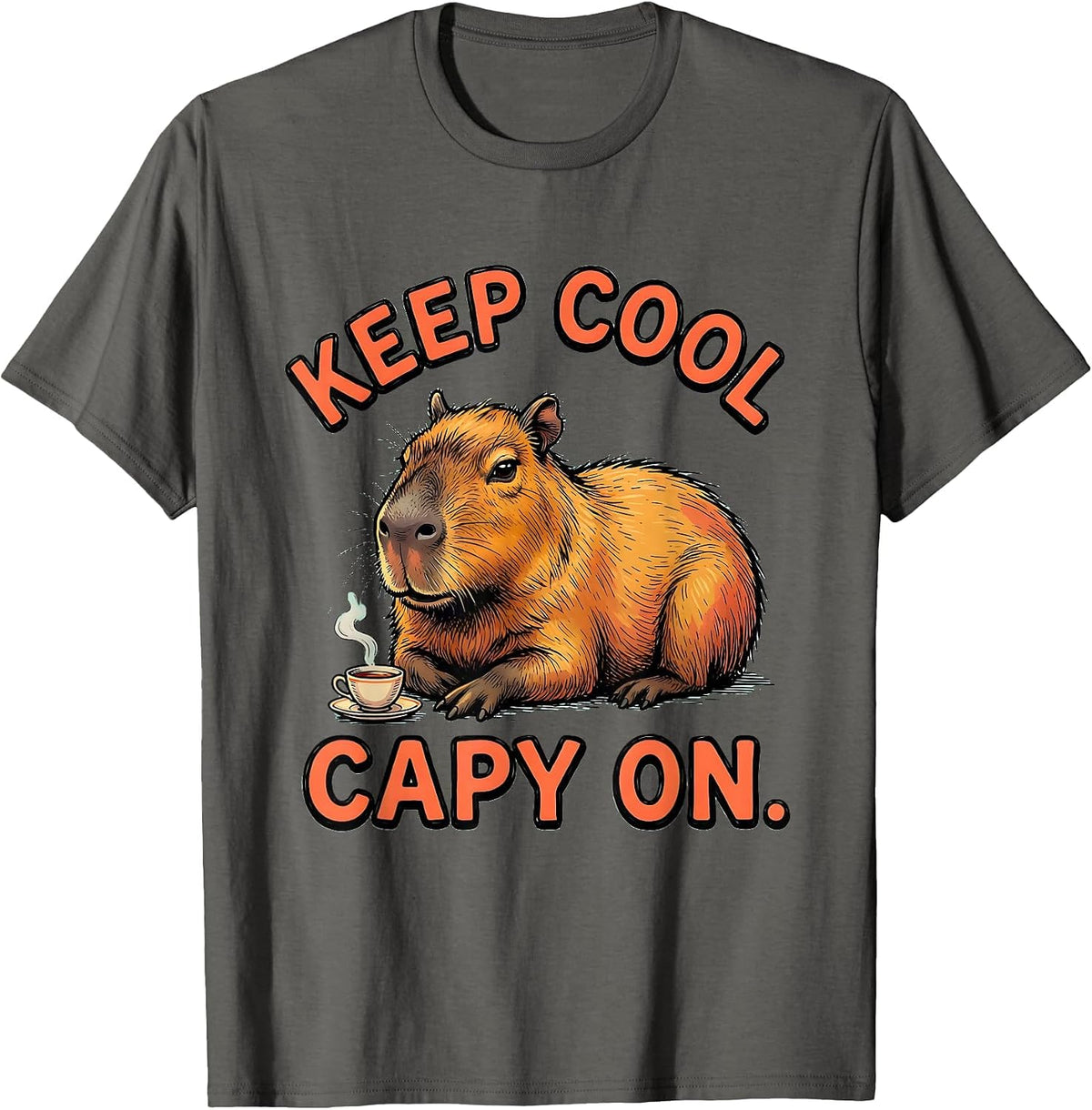 Men's Keep Cool Capy On Funny Capybara Meme Animal Lover Gift T-Shirt - Asphalt Grey