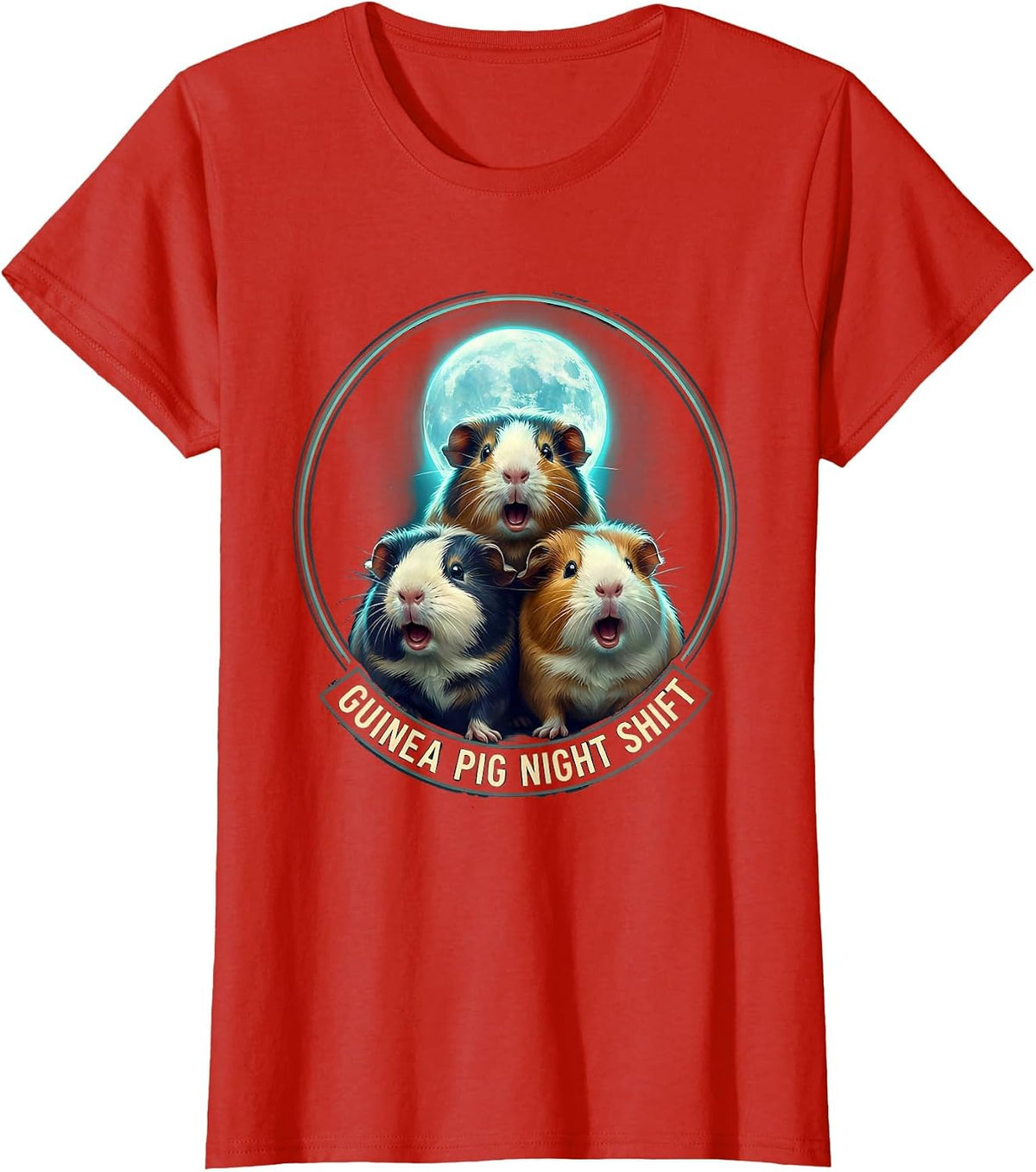 Women's Guinea Pig Night Shift Funny Pet Lover Meme Humor T-Shirt - Red