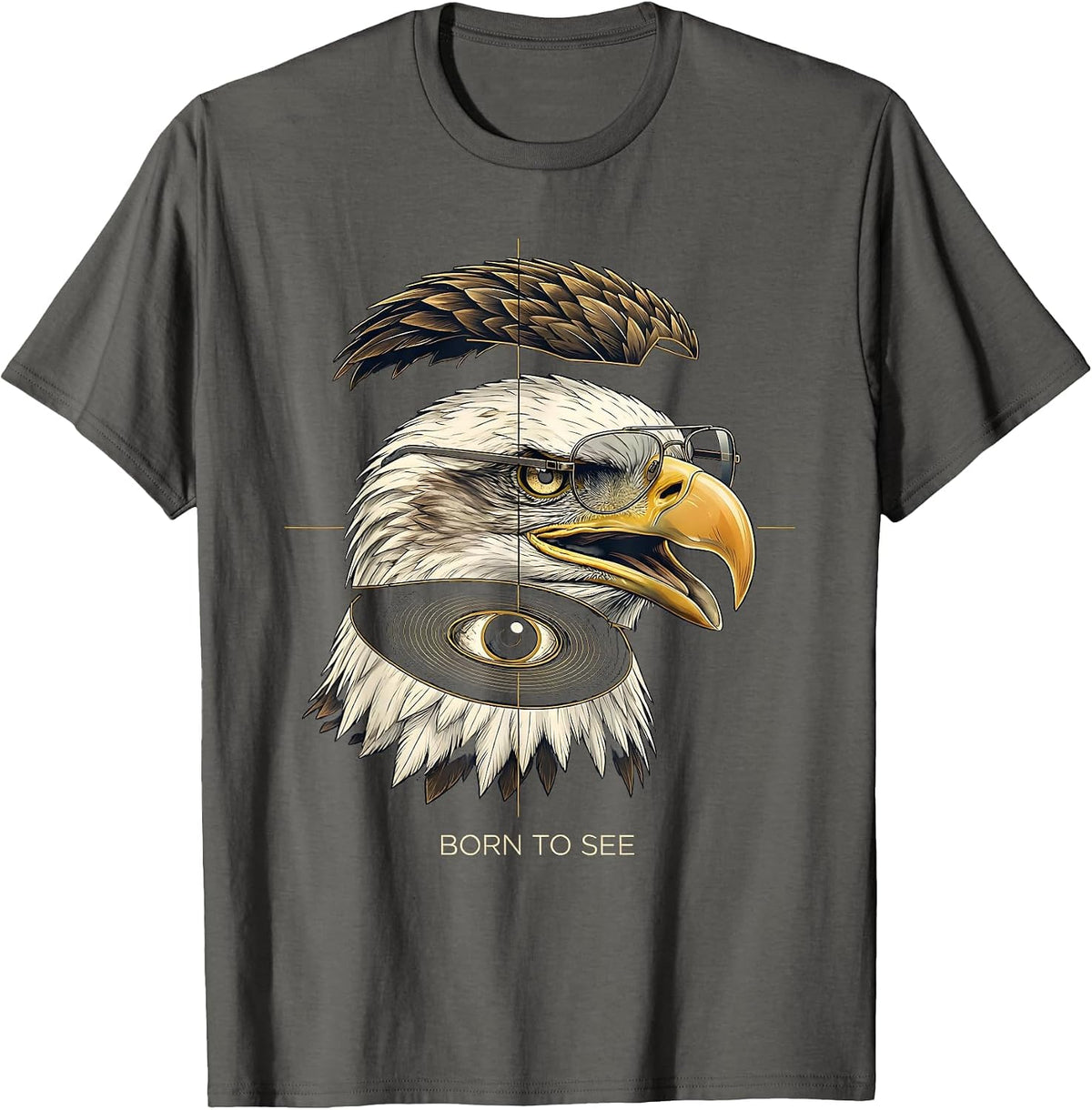 Born To See Exploded View Technical Eagle Pride Kids Teens T-Shirt - Asphalt Grey
