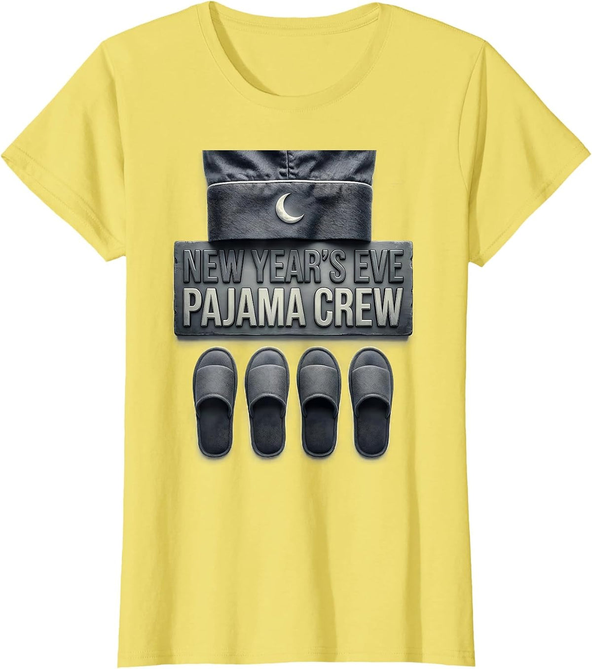 New Year's Eve Pajama Crew Funny Matching Party Group T-Shirt - Lemon Yellow