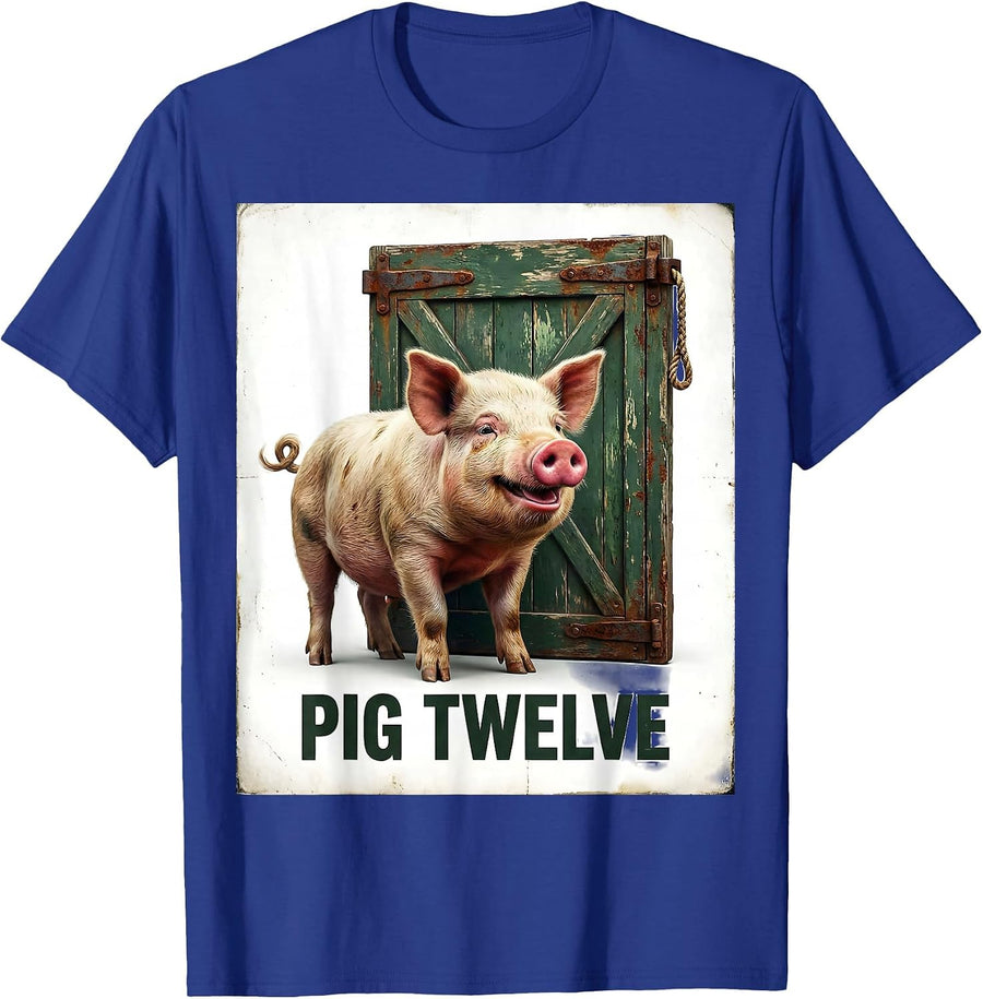 Pig Twelve Vintage Pig Lover Novelty Humor T-Shirt - Royal Blue