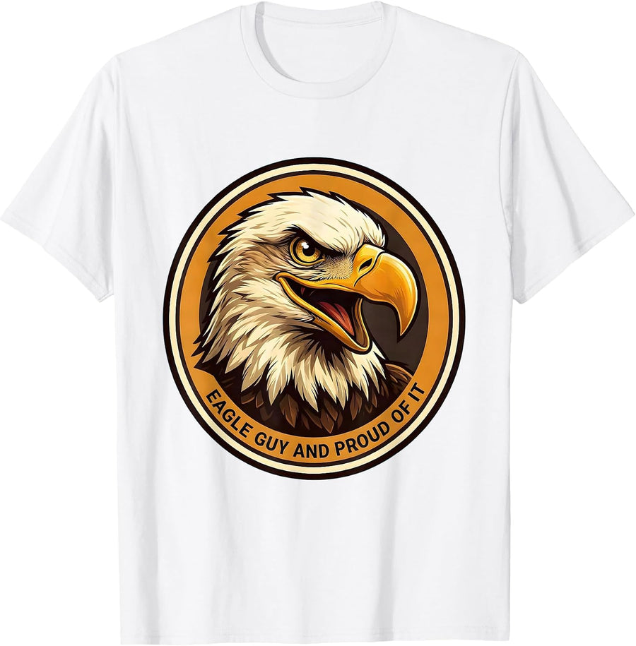 Men's Eagle Guy And Proud Of It Cartoon Eagle Lover Faith Humor T-Shirt - White