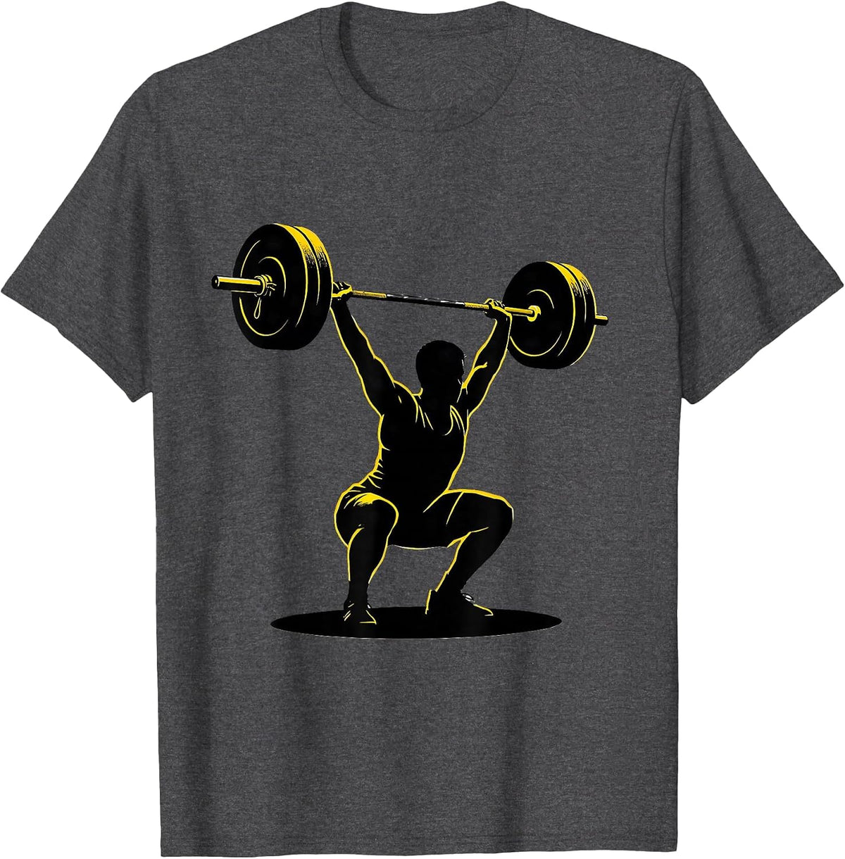 Men's Stencil Lifter Under Barbell Funny Gym Weightlifting Workout T-Shirt - Dark Heather Grey