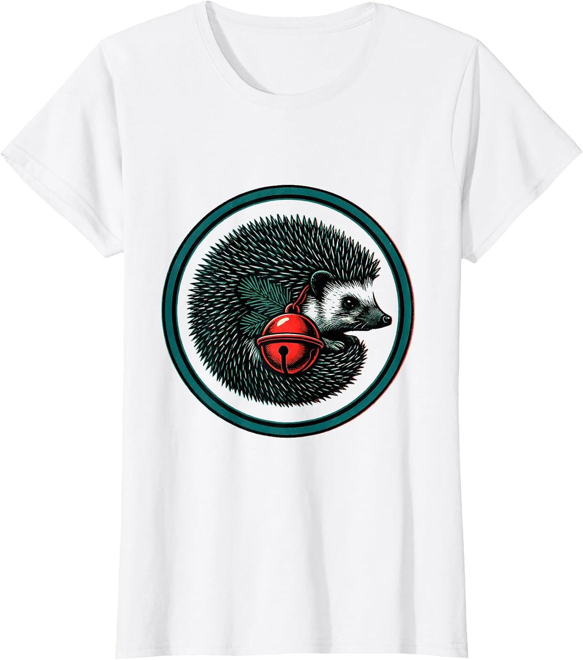 Sealed Hedgehog Jingle Bell Cute Christmas Animal Lover T-Shirt - White