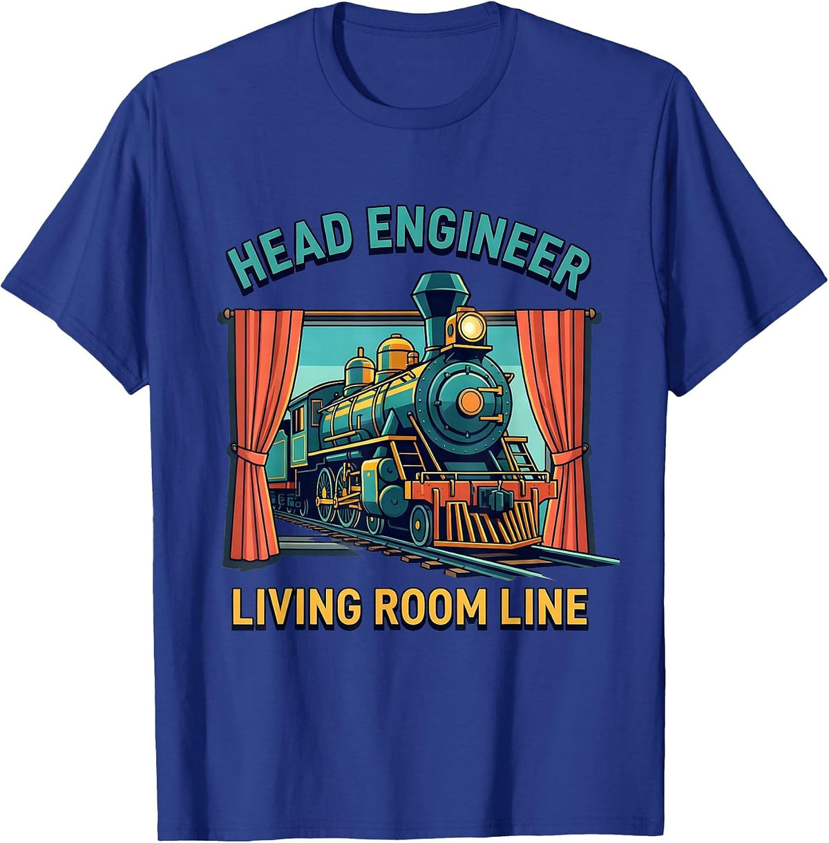 Head Engineer Living Room Line Funny Train Hobbyist Model T-Shirt - Royal Blue