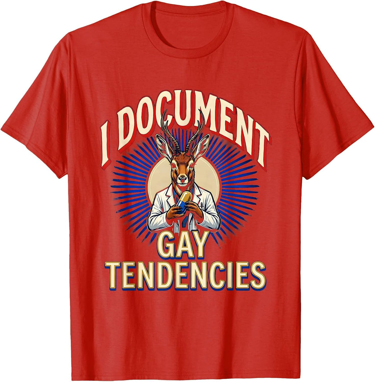 Men's I Document Gay Tendencies Funny Bootleg Meme Humor Queer T-Shirt - Red