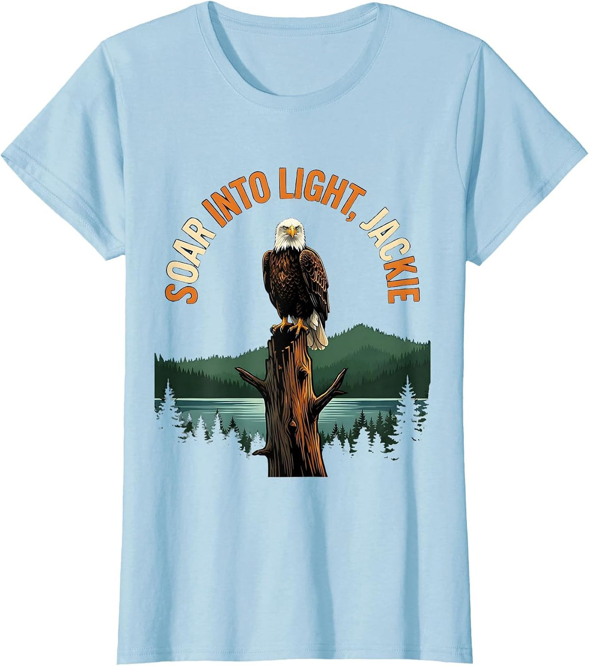 Women's Soar Into Light Jackie Big Bear Eagle Memorial Tribute T-Shirt - Baby Blue