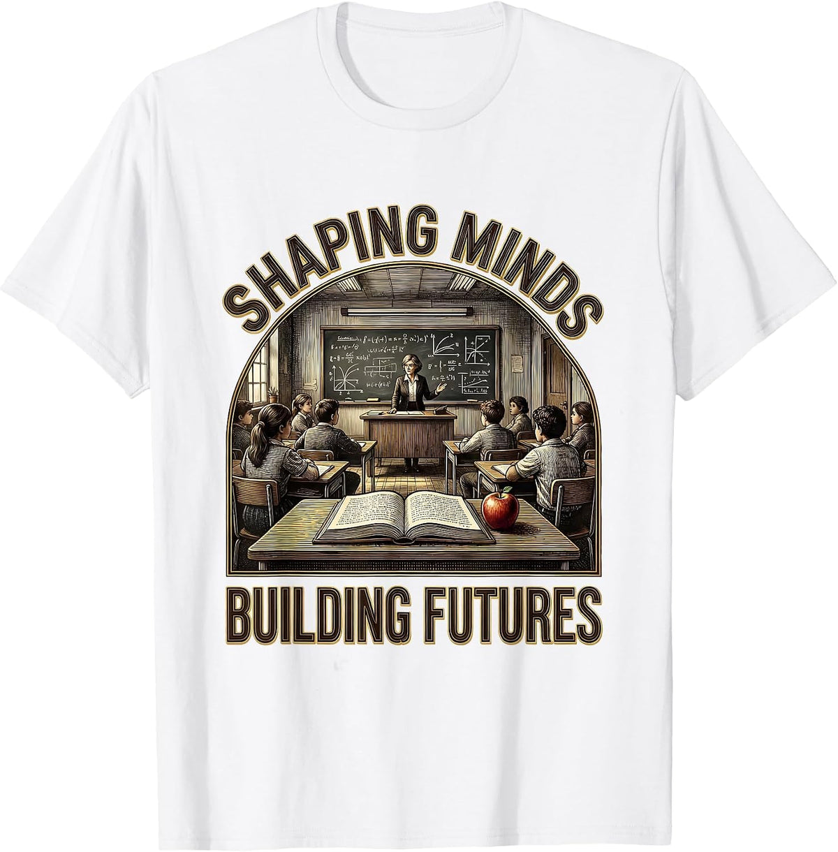 Men's Shaping Minds Building Futures Labor Day Teacher T-Shirt - White