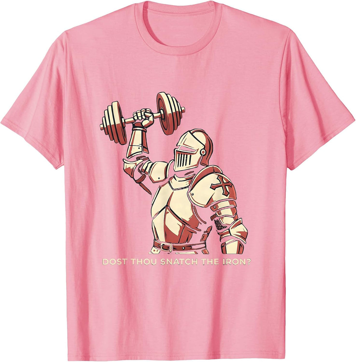 Men's Dost Thou Snatch the Iron Funny Christian Gym Medieval T-Shirt - Pink