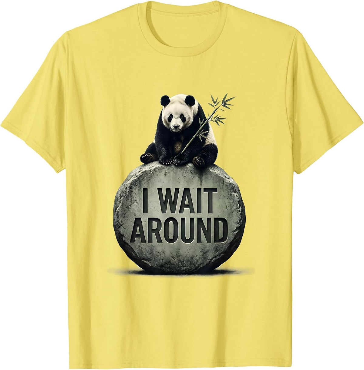 Men's I Wait Around Cute Panda Lover Humor Gift T-Shirt - Lemon Yellow