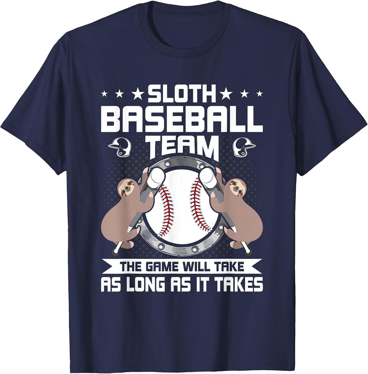 Sloth Baseball Team Baseball Lover T-Shirt - Navy Blue