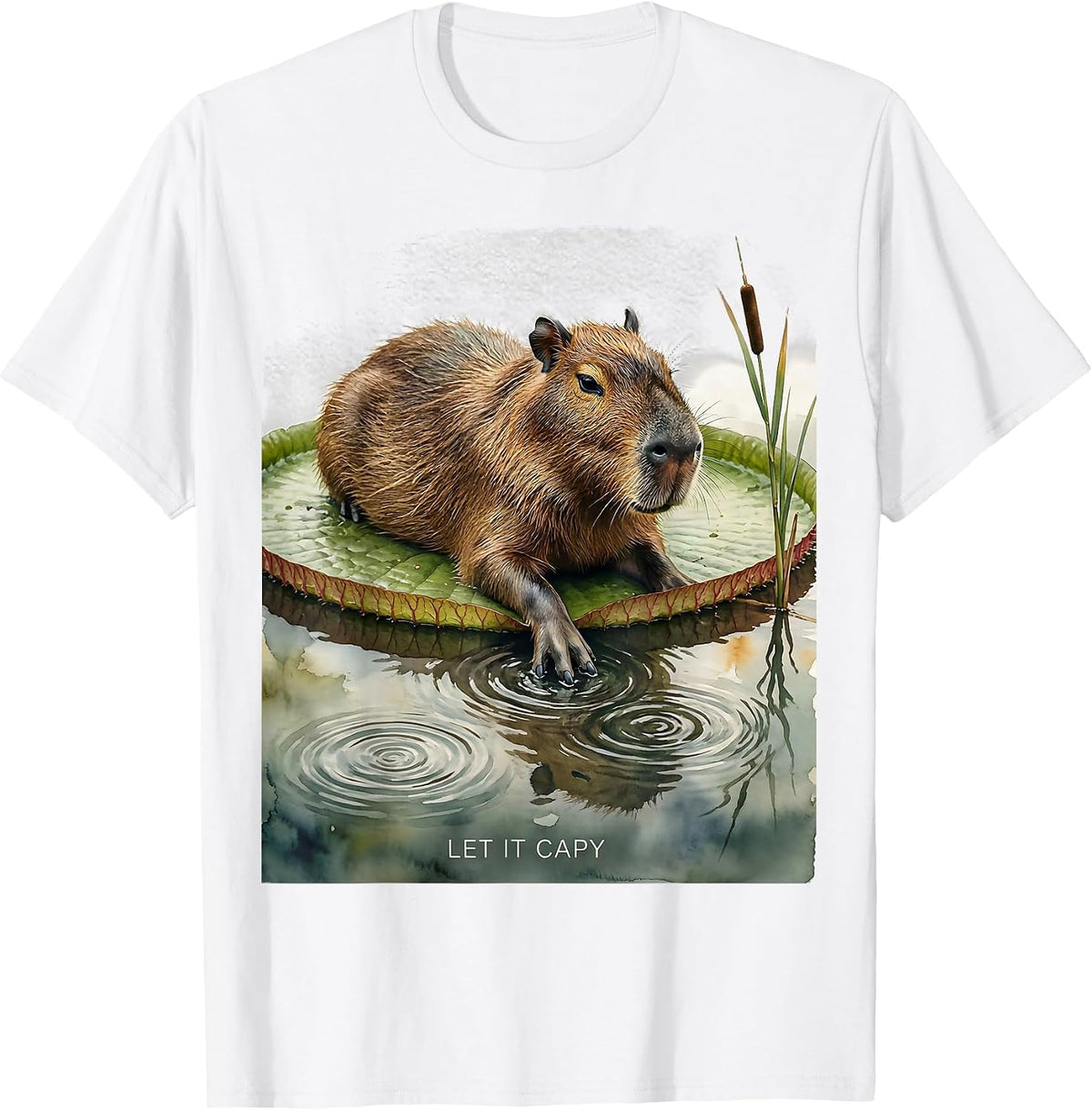 Let It Capy Funny Capybara Animal Meme Humor T-Shirt - White