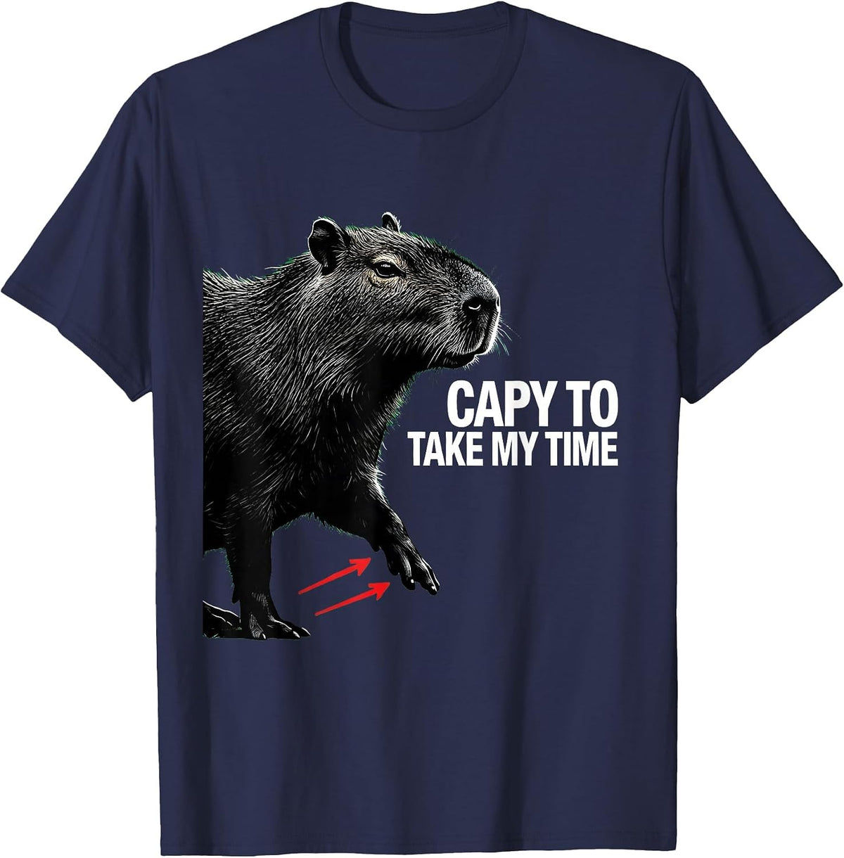 Capy To Take My Time Funny Capybara Animal Humor Youth T-Shirt - Navy Blue