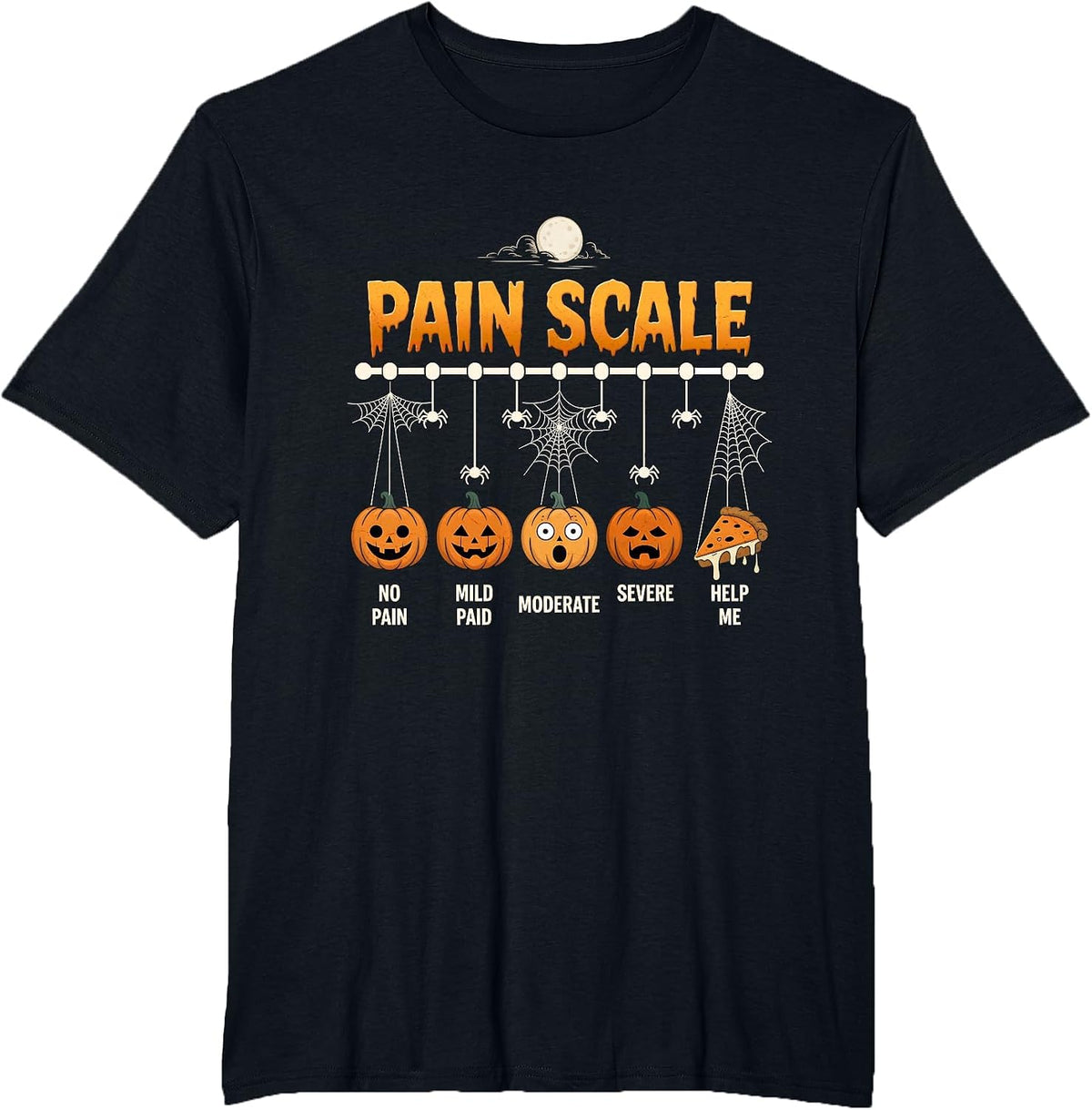 Halloween Pain Scale Pumpkin Trauma Nurse Triage Medical T-Shirt - Black