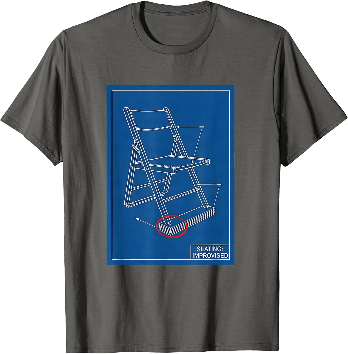 Men's Seating: Improvised Technical Blueprint Funny Friendsgiving T-Shirt - Asphalt Grey