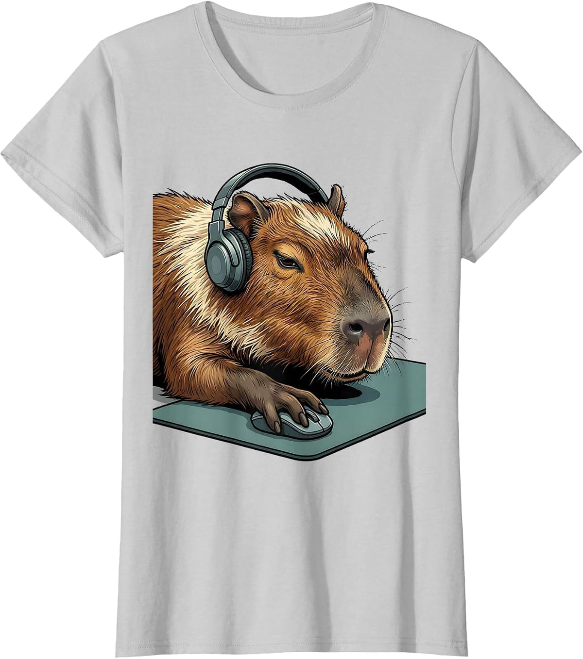Women's Capybara Gamer Funny Meme Humor Video Games T-Shirt - Silver Grey