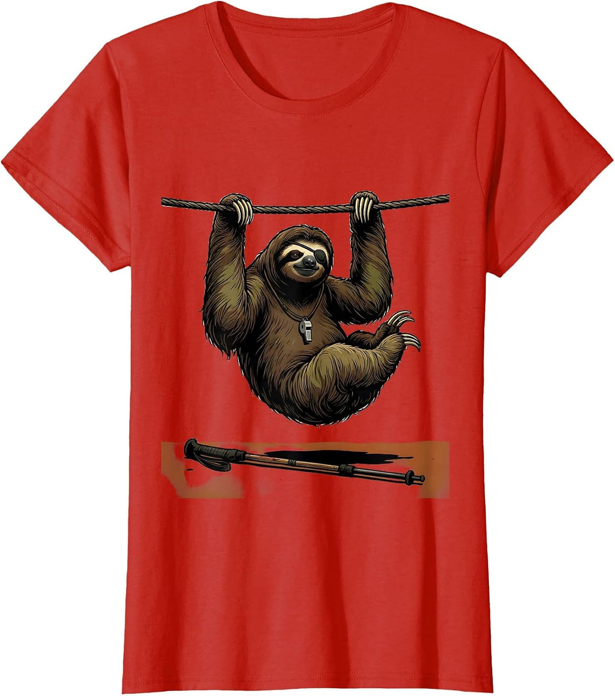 Women's Masked Sloth Lazy Humor Funny Sloth Lover Gift T-Shirt - Red