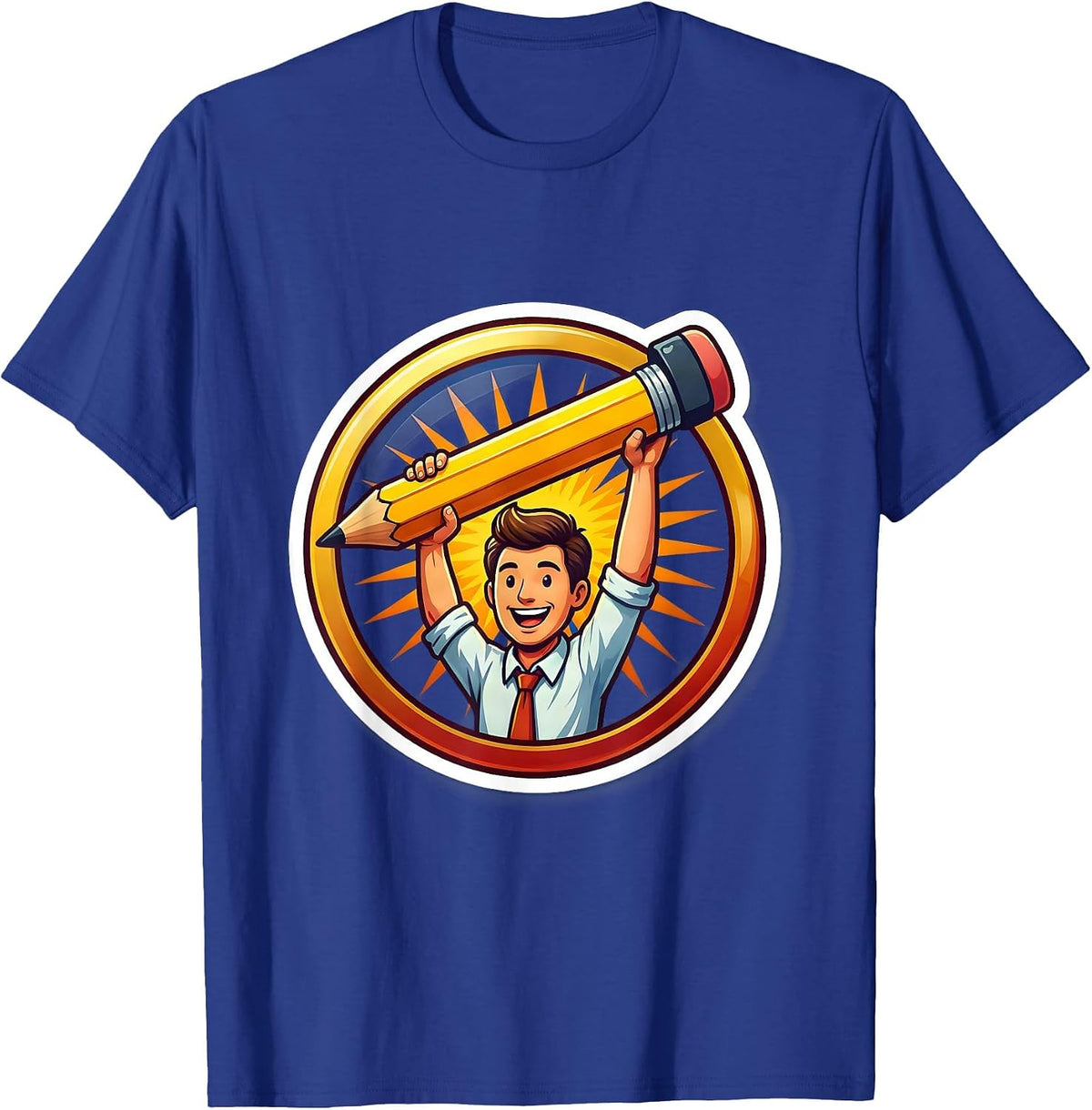 Men's Special Education Teacher Trophy Pencil Illustration T-Shirt - Royal Blue