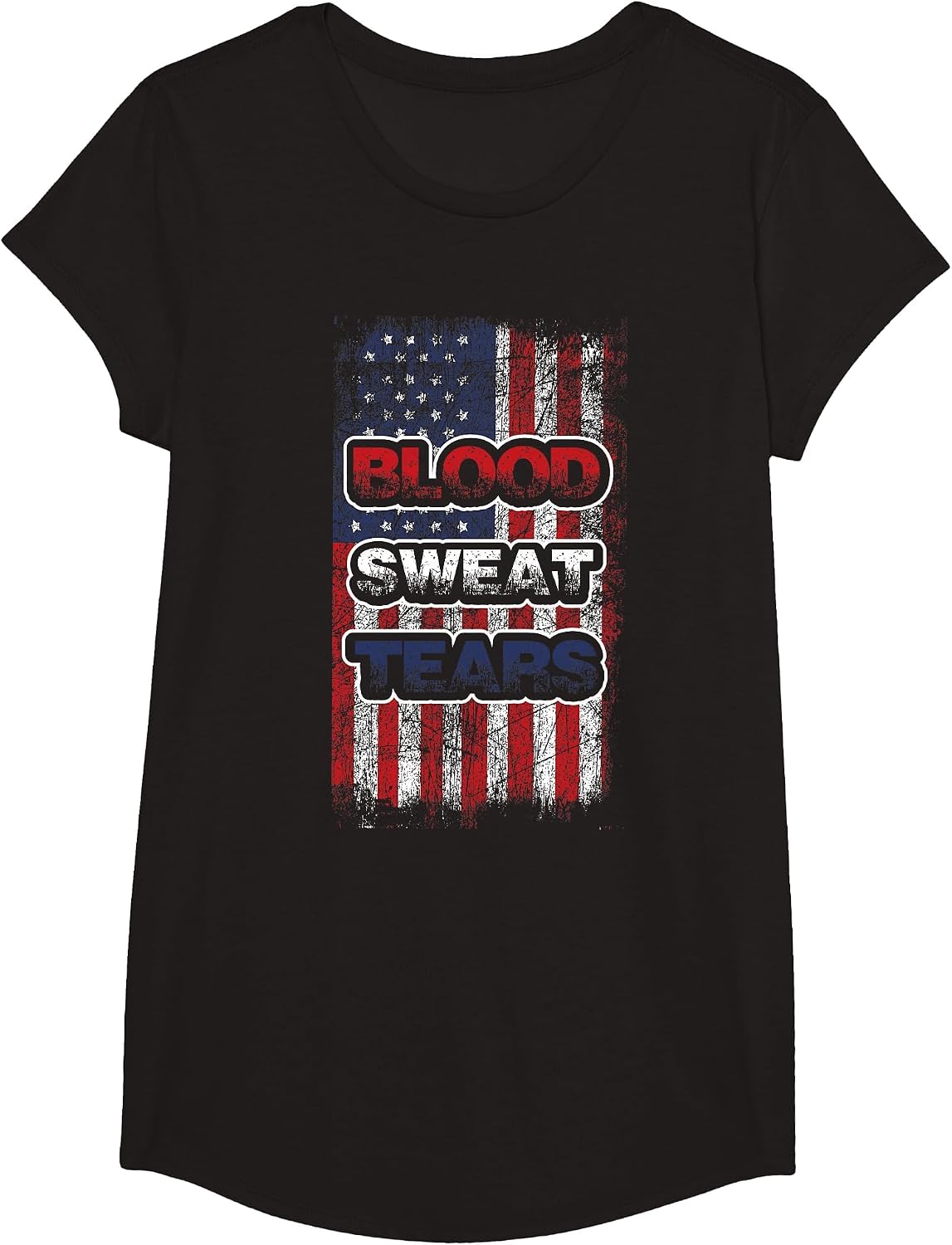 American Flag Blood Sweat and Tears T-Shirt T-Shirt - Girls Black