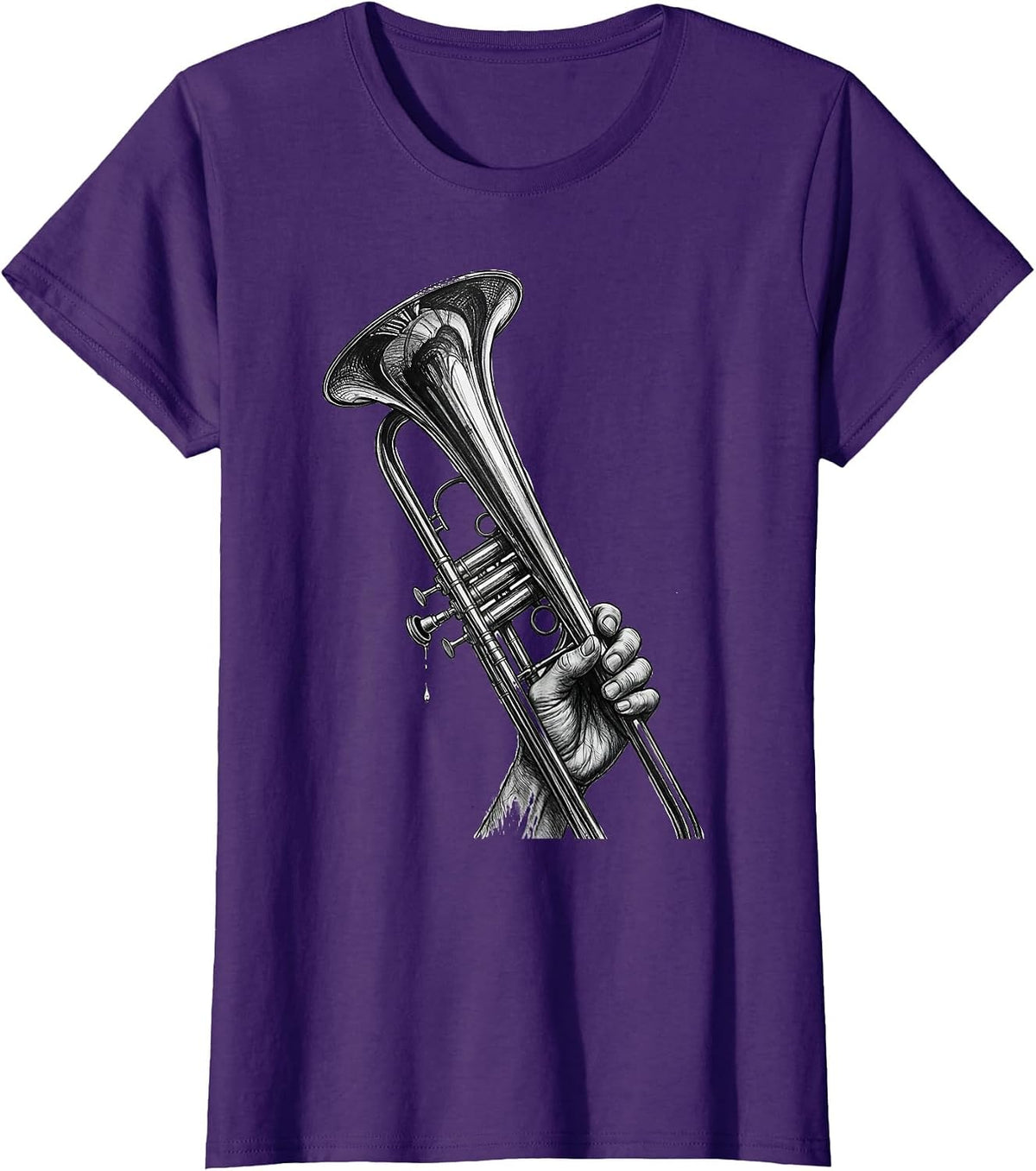 Women's Trombone Slide Tired Humor Band Player Gift T-Shirt - Purple