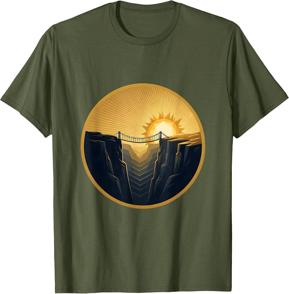 Men's 988 Suicide Prevention Rope Bridge Canyon Graphic T-Shirt - Olive Green