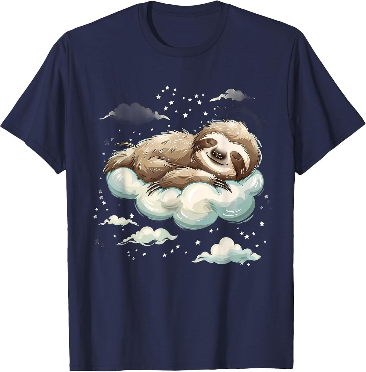 Sleeping Sloth Sleepy Animal Sleepy Sloth Cloud Napping T-Shirt - Navy Blue