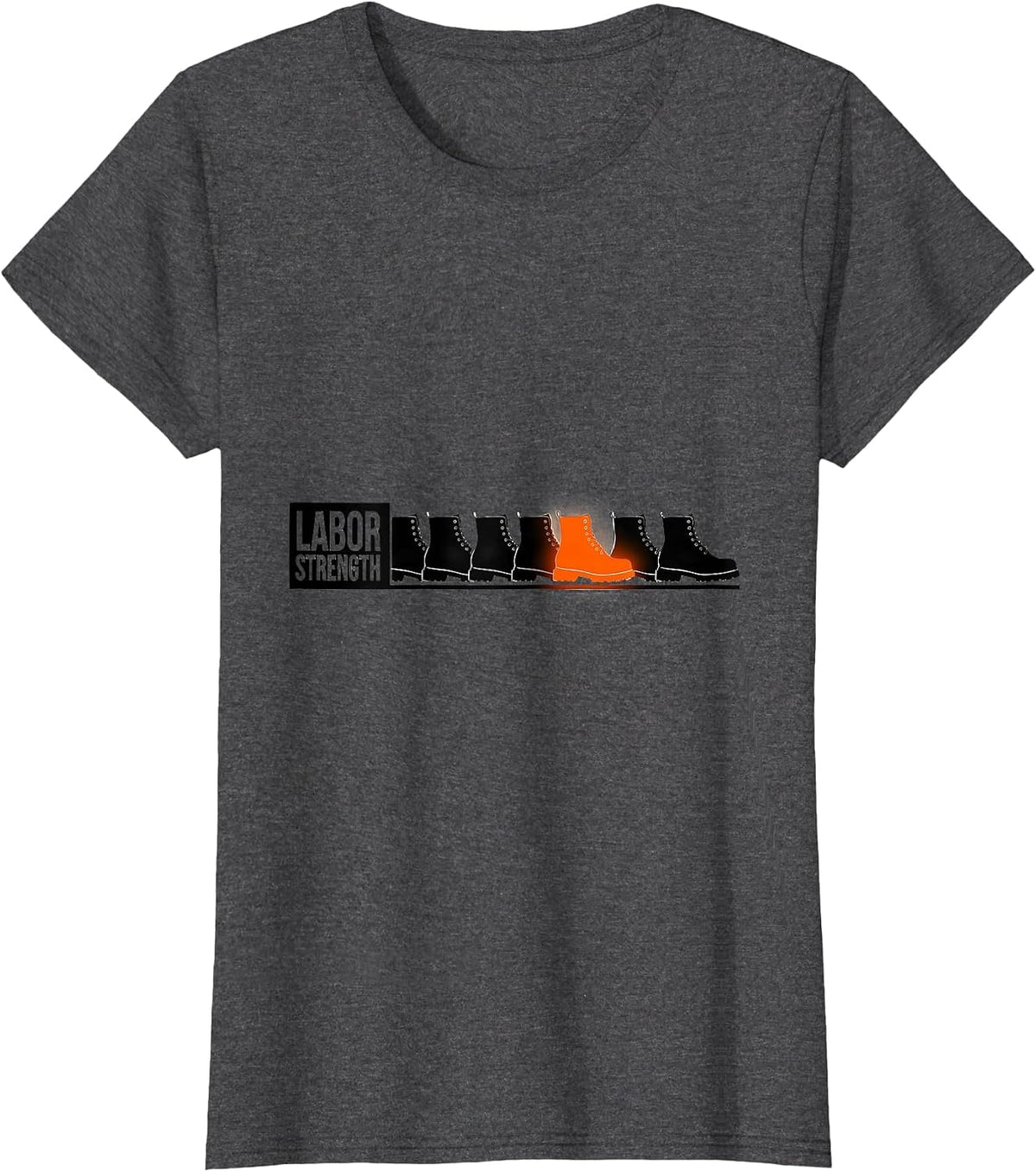 Women's Labor Strength Minimalist Union Worker Solidarity Pride T-Shirt - Dark Heather Grey