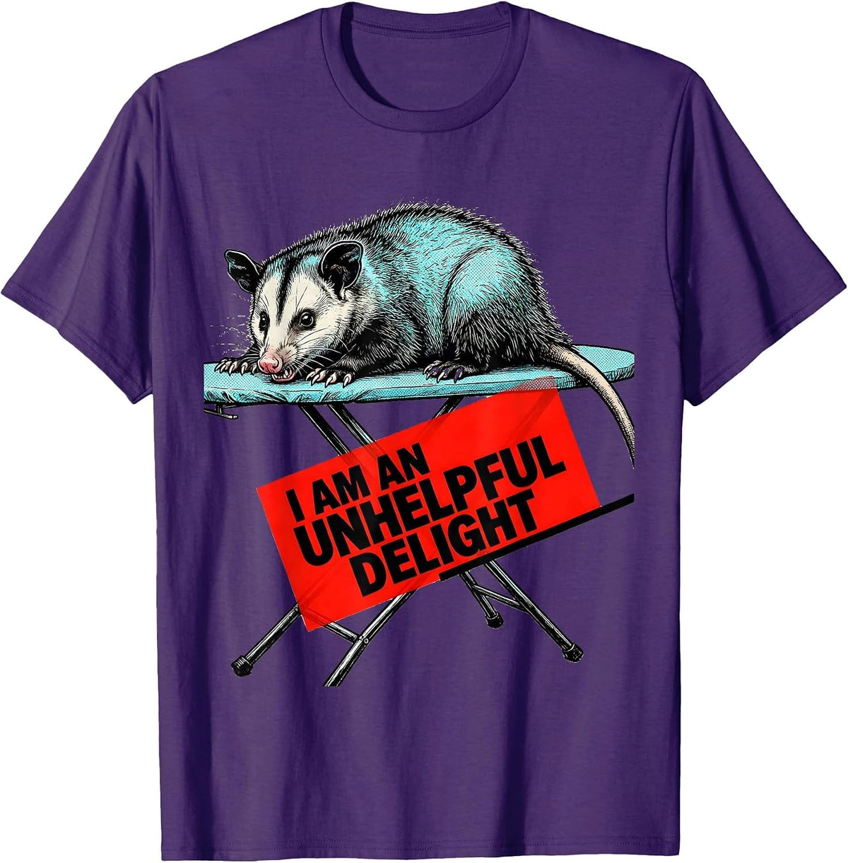 I Am An Unhelpful Delight Funny Opossum Meme Possum Lover T-Shirt - Purple