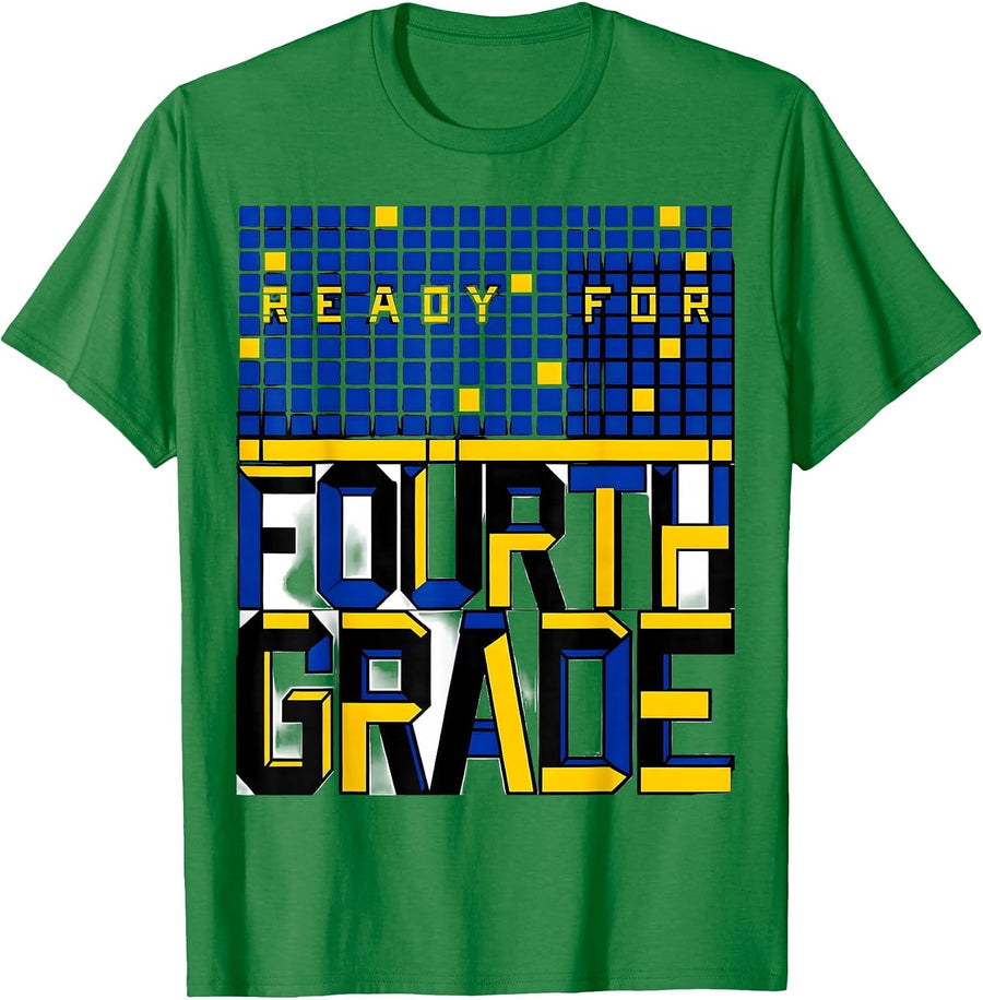 Men's Ready For Fourth Grade Geometric Preppy Girls Back To School T-Shirt - Kelly Green