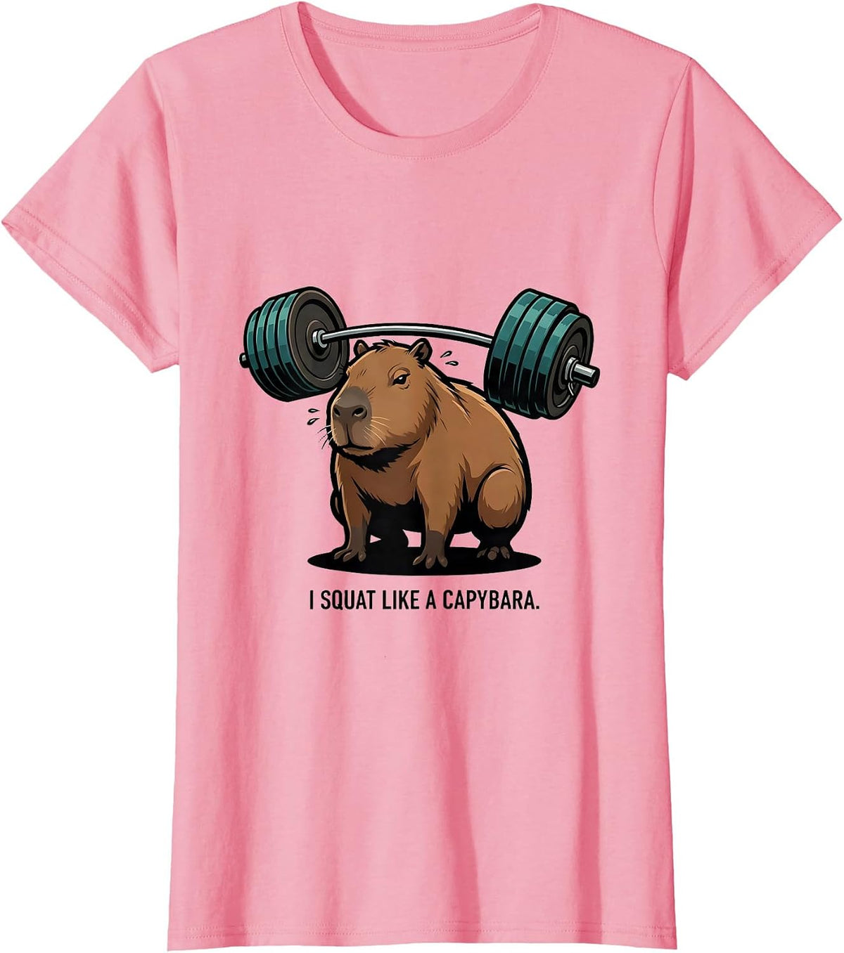 Women's I Squat Like A Capybara Funny Gym Workout Weightlifting Meme T-Shirt - Pink