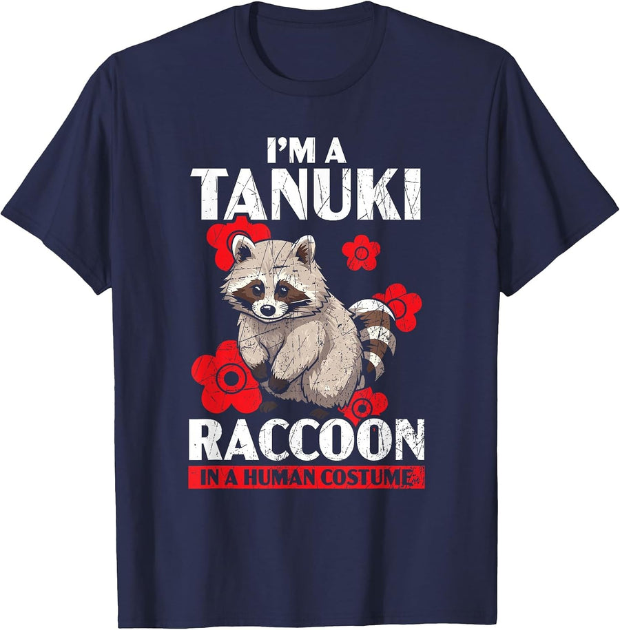 Tanuki Raccoon Trash Panda Japanese Raccoon Dog Animal T-Shirt - Navy Blue