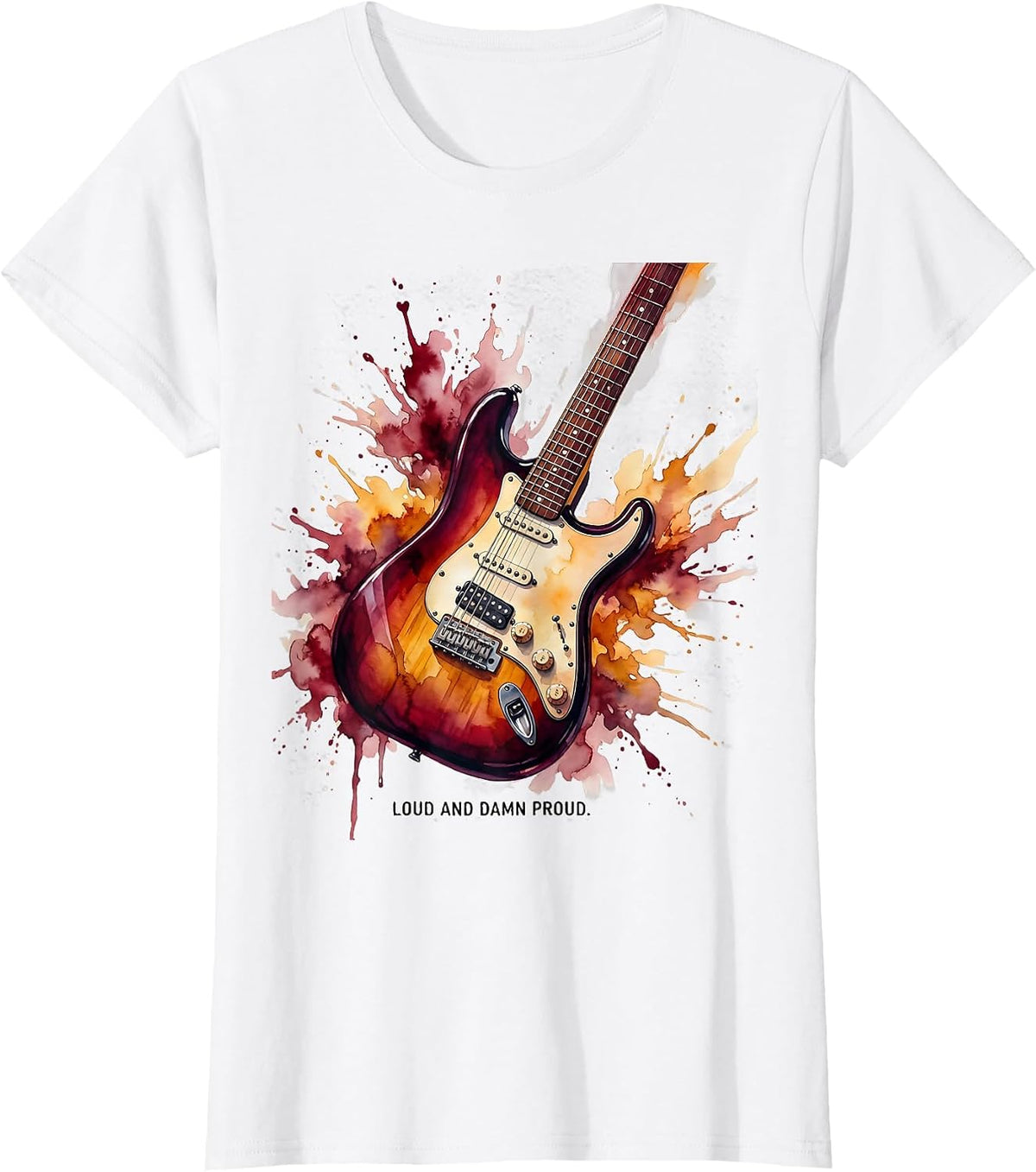 Loud and Damn Proud Rock Music Graphic Design T-Shirt - White