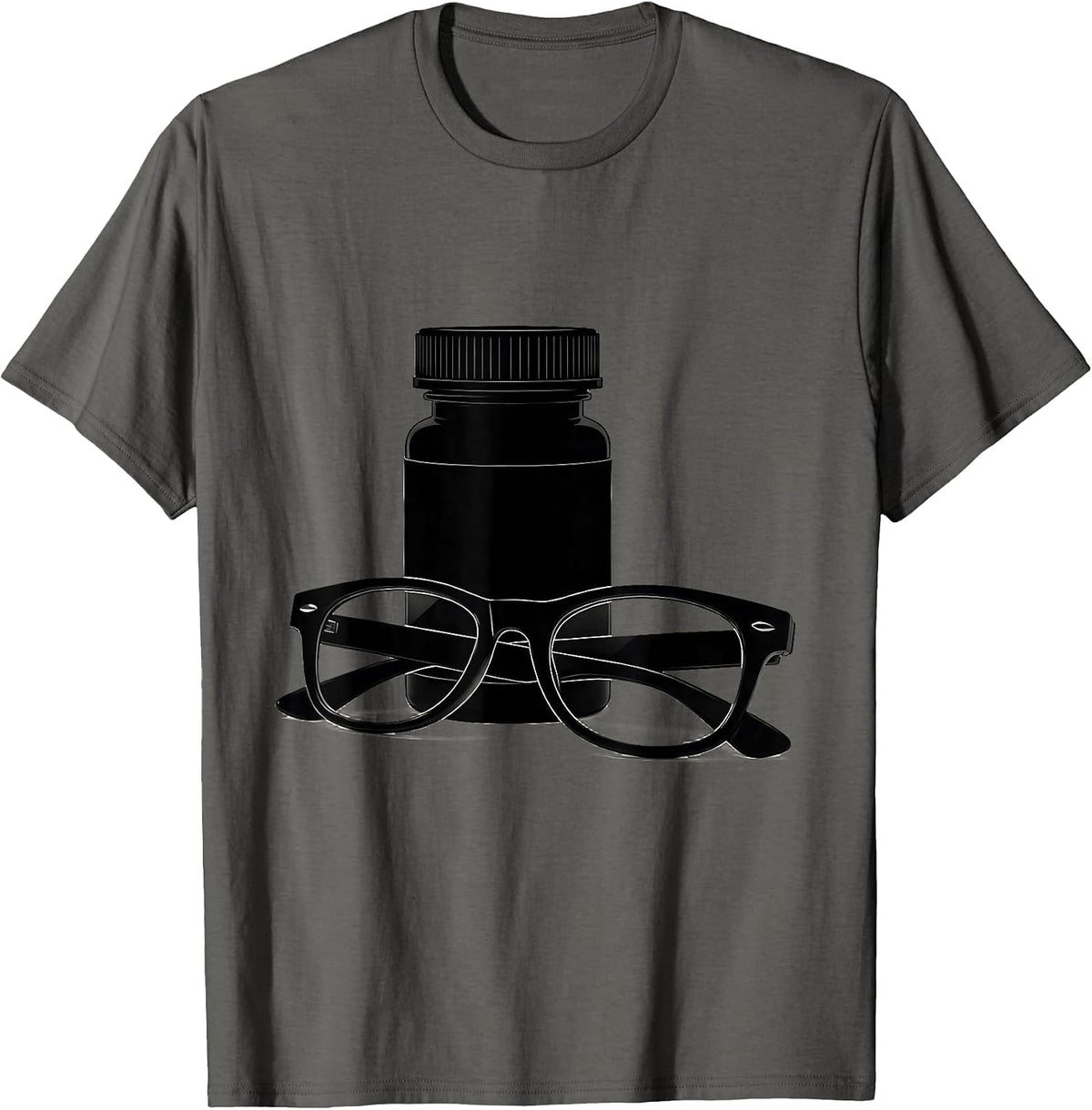 Men's Bifocals and Prescription Bottle Fall Prevention T-Shirt - Asphalt Grey