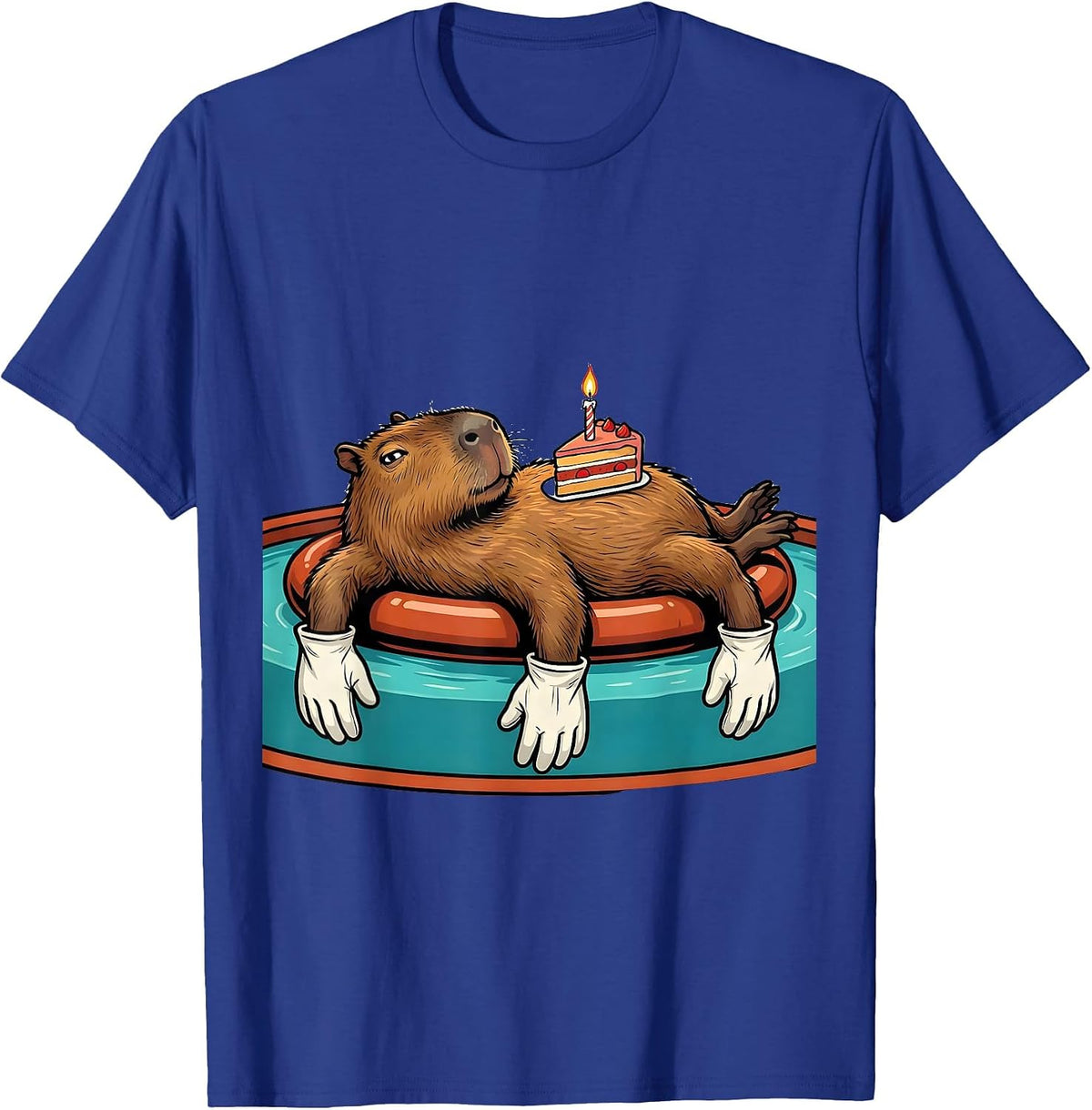 Capybara Birthday Retro Cartoon Novelty Humor T-Shirt - Royal Blue