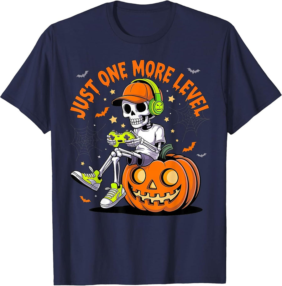 Funny Video Game Halloween Skeleton Gamer Costume Men Boys T-Shirt - Navy Blue