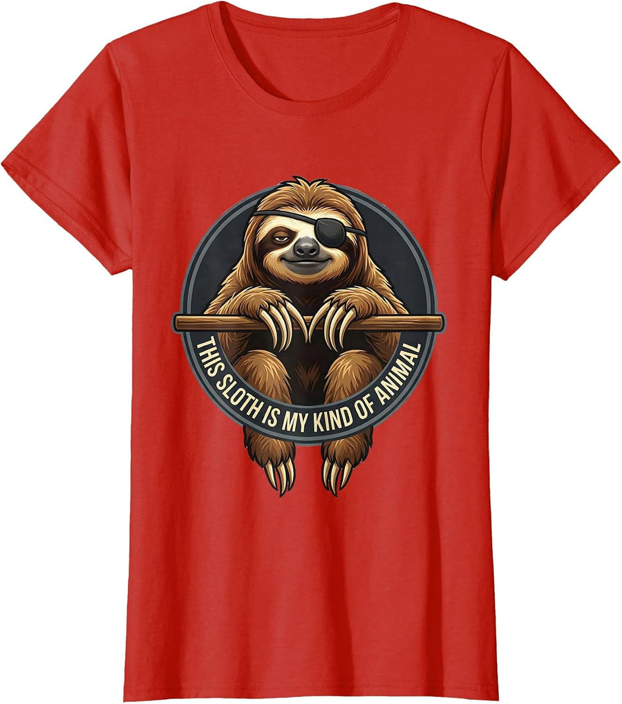 Women's This Sloth Is My Kind Of Animal Funny Sloth Lover Humor T-Shirt - Red
