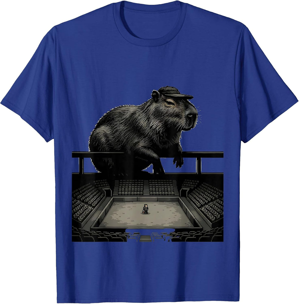 Capybara Gamer Humor Video Games Silhouette T-Shirt - Royal Blue