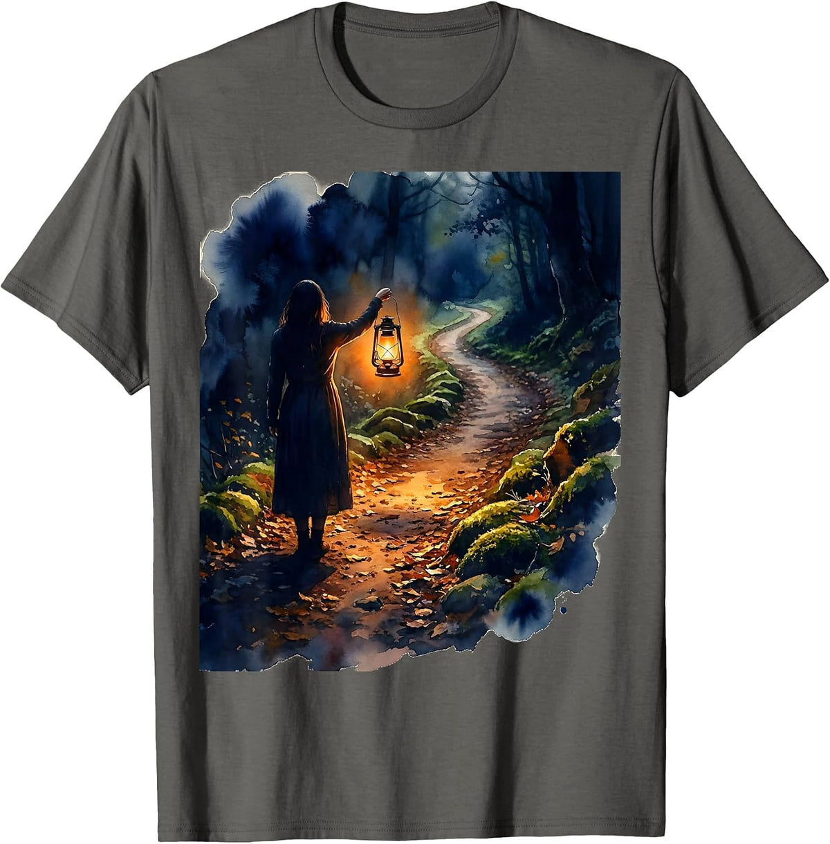 Men's Dear Person Behind Me Lantern Light Path Design T-Shirt - Asphalt Grey
