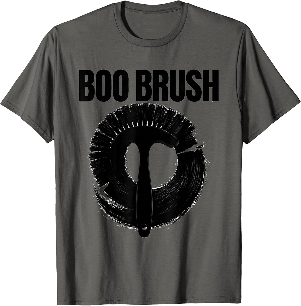 Men's Boo Brush Funny Skeleton Hairstylist Barber Halloween Humor T-Shirt - Asphalt Grey