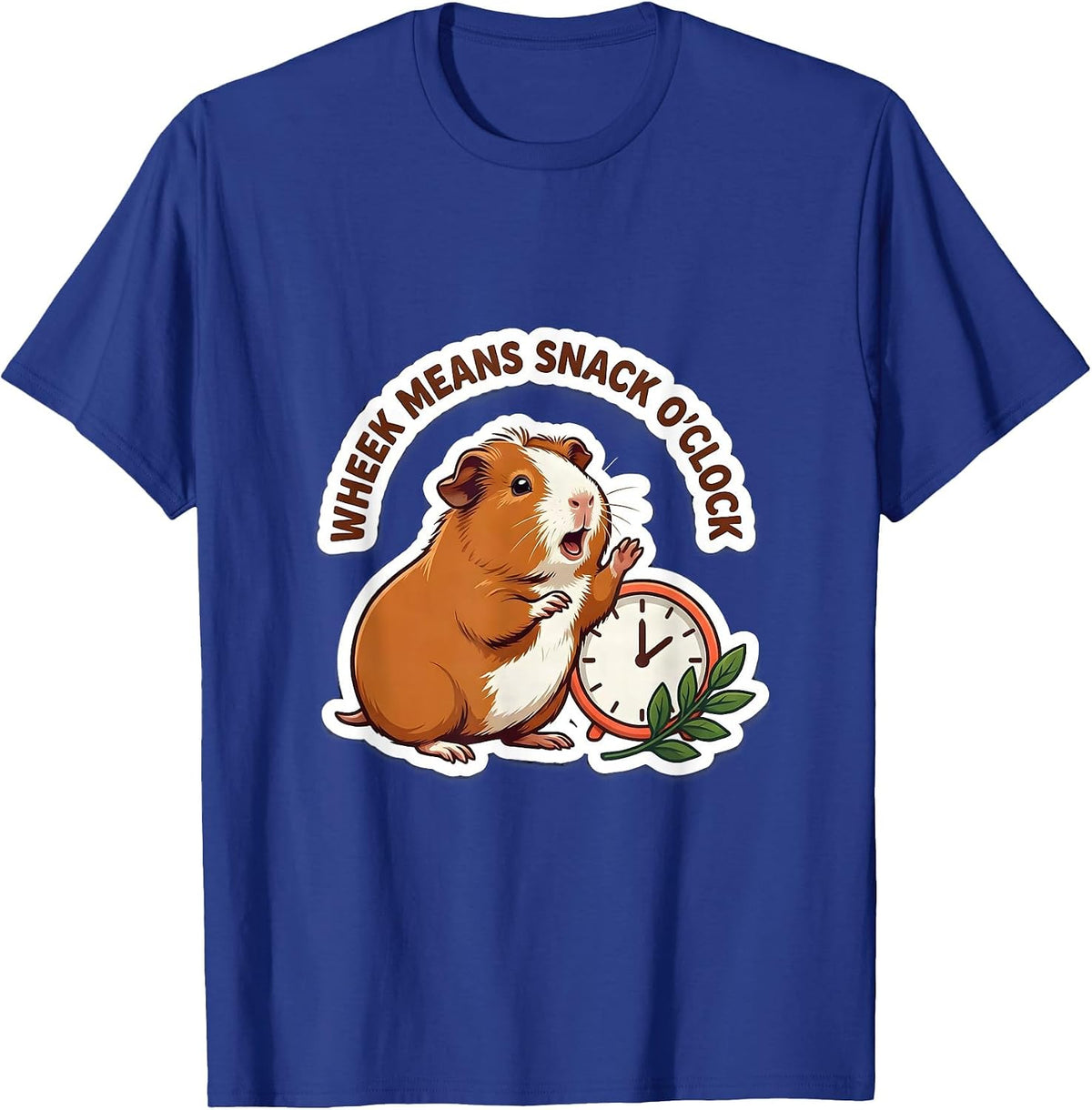 Men's Wheek Means Snack O’Clock Funny Guinea Pig Pet Lover Humor T-Shirt - Royal Blue