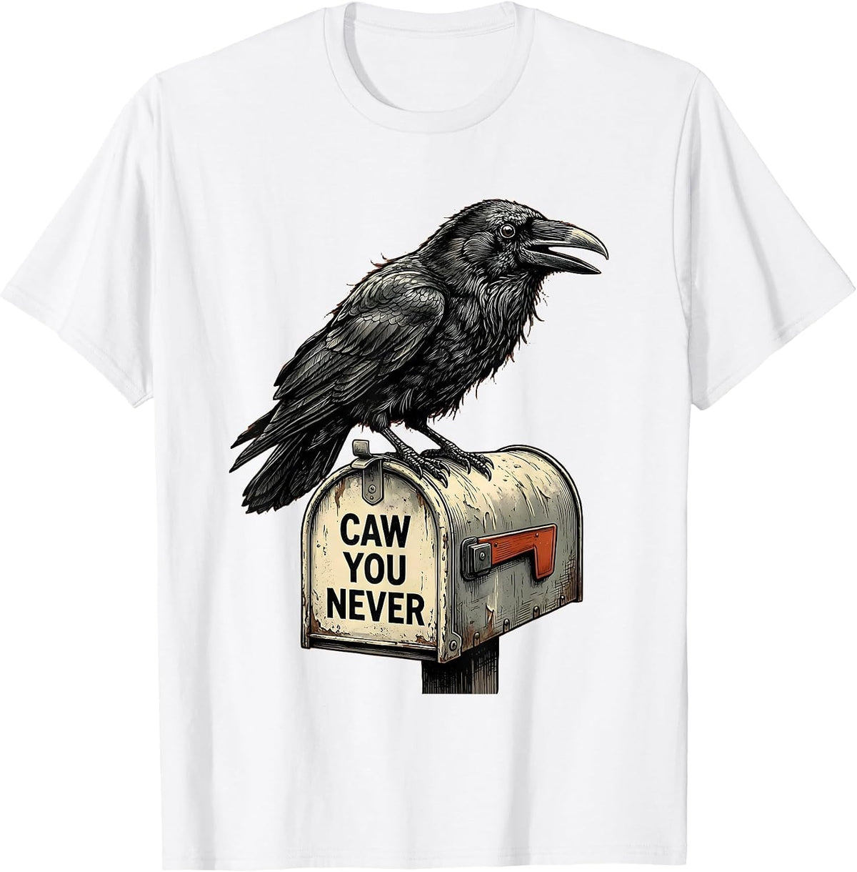 Men's CAW YOU NEVER Funny Crow Meme Bird Lover Humor T-Shirt - White