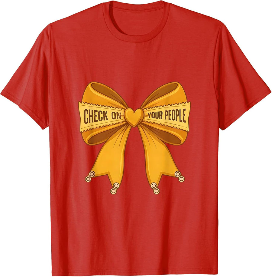 Men's Check On Your People Suicide Awareness Design T-Shirt - Red