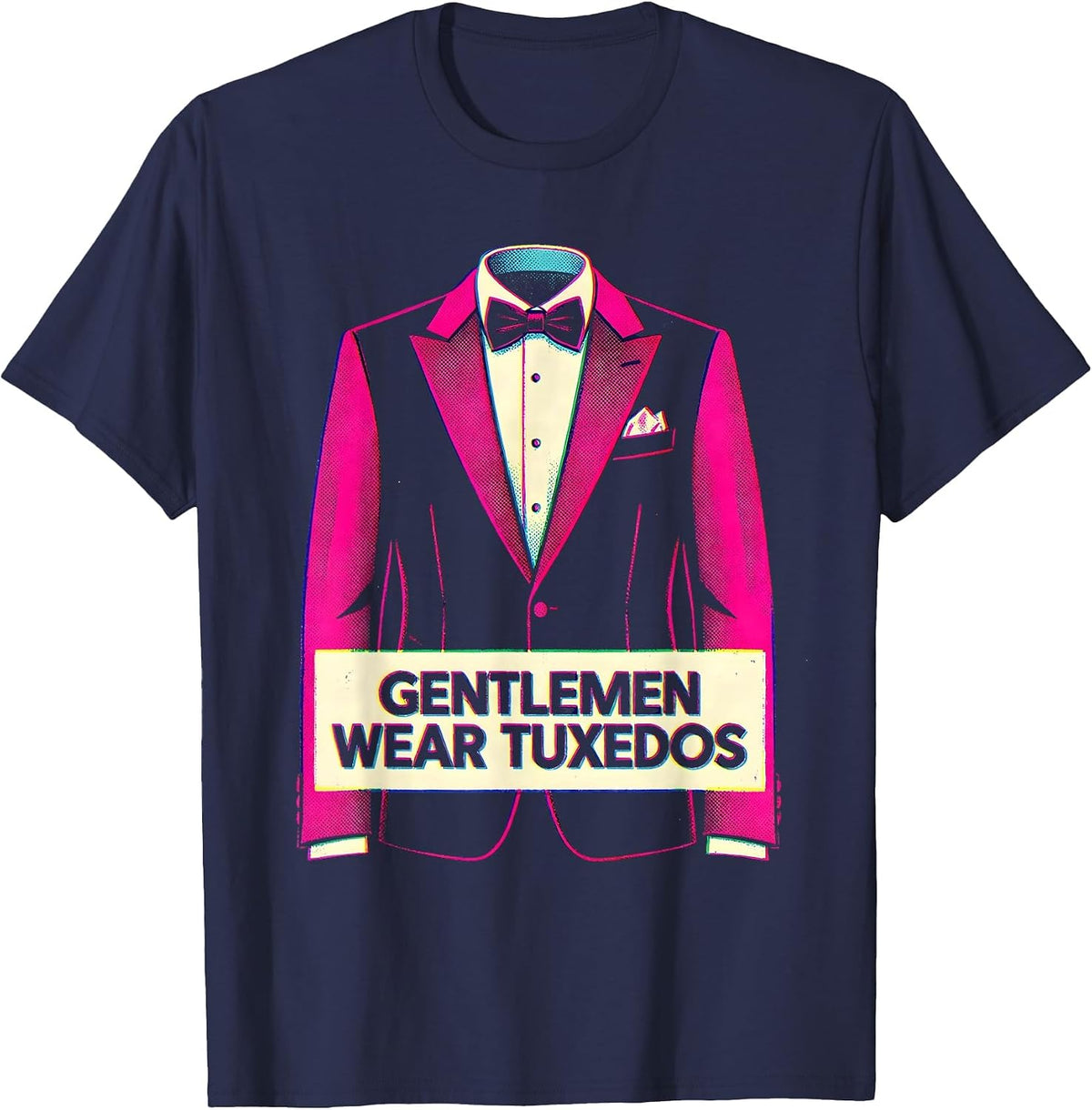 Gentlemen Wear Tuxedos Classic Formal Style Design T-Shirt - Navy Blue