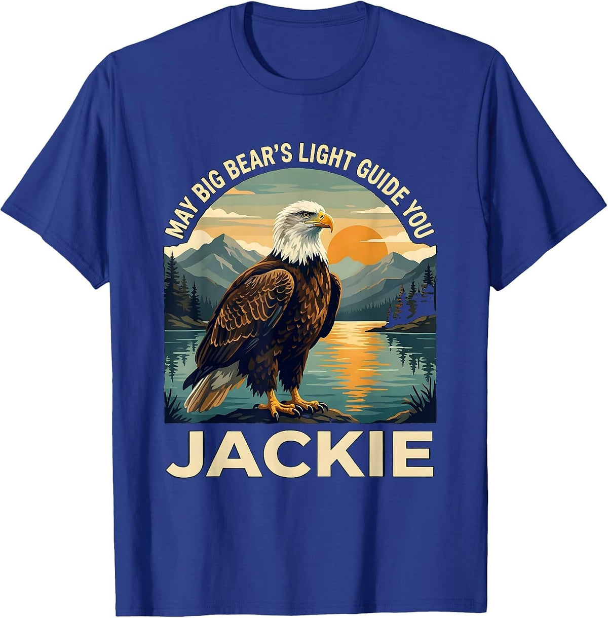 Men's May Big Bear's Light Guide You Jackie Vintage Eagle Memorial T-Shirt - Royal Blue