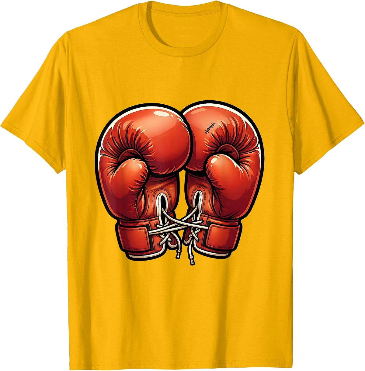 Boxing Gloves Hug Funny Attitude Graphic T-Shirt - Golden Yellow