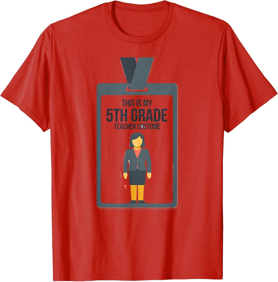 Men's This Is My 5th Grade Teacher Costume Funny Halloween School T-Shirt - Red