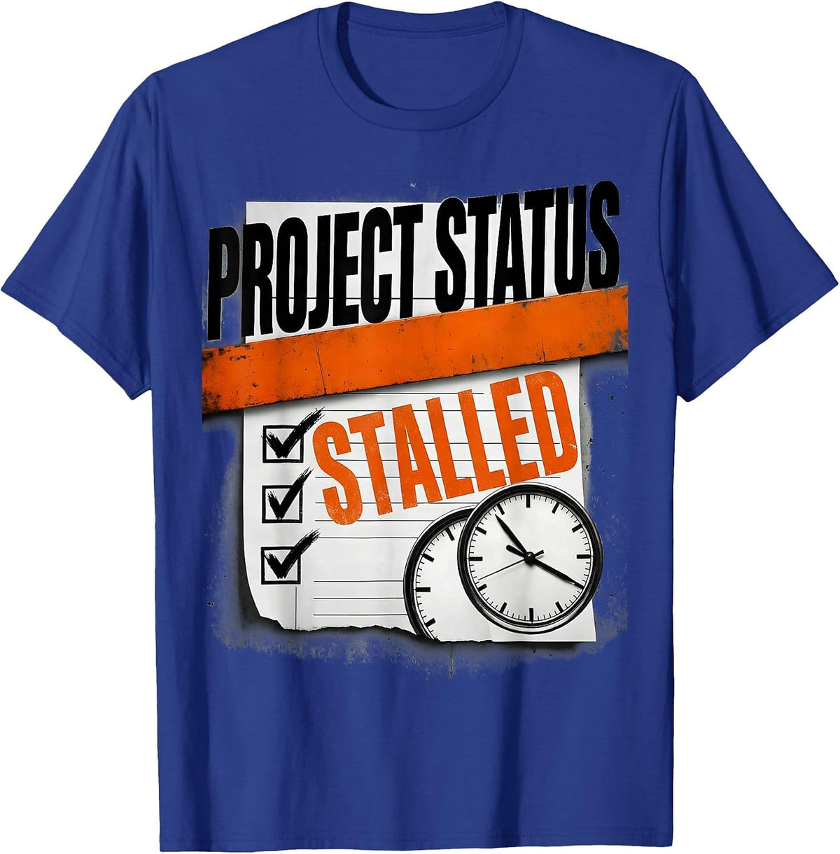 Project Status Stalled Funny Mechanic Skeleton Auto Repair T-Shirt - Royal Blue