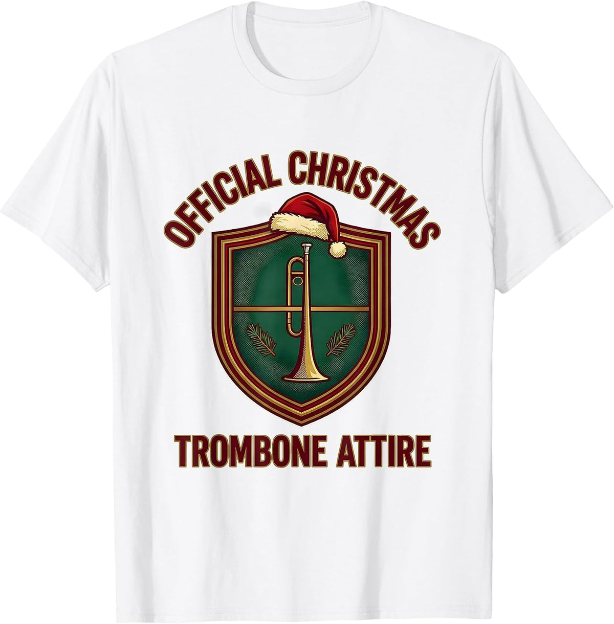 Men's Official Christmas Trombone Attire Funny Trombone Player T-Shirt - White