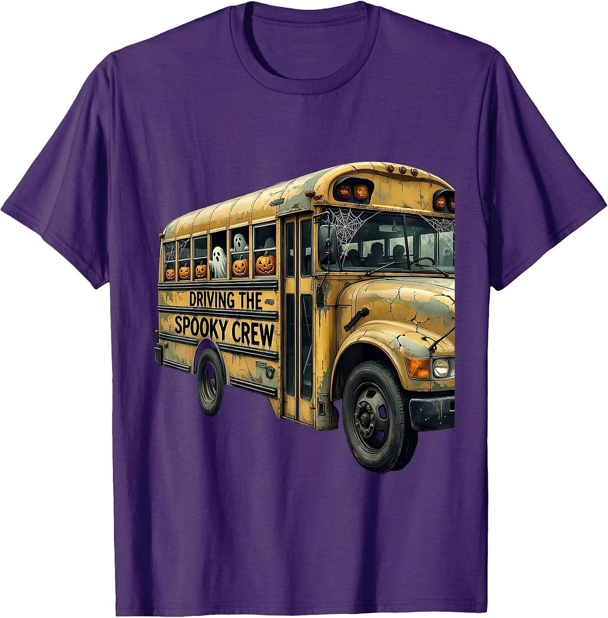 Men's Boo Crew Bus Driver Halloween Design T-Shirt - Purple